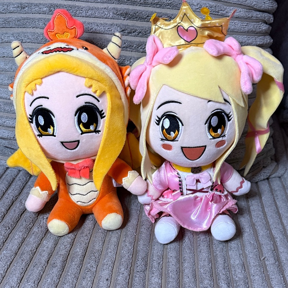 Adorable Plush Doll Set - Orange and Pink